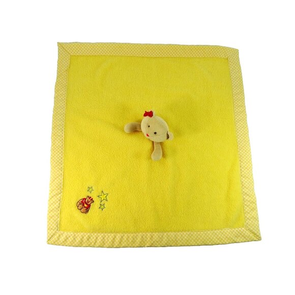 Vintage Lovey Baby Blanket with Plush Bear Head Yellow Fleece - Picture 7 of 12